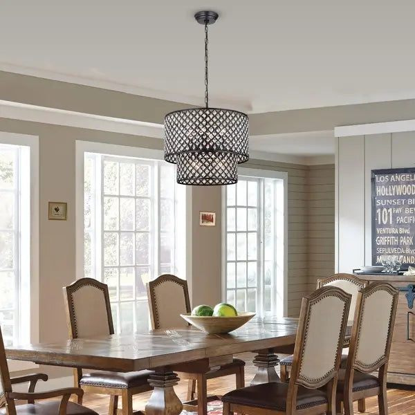 2-Tier 8-Light Drum Chandelier