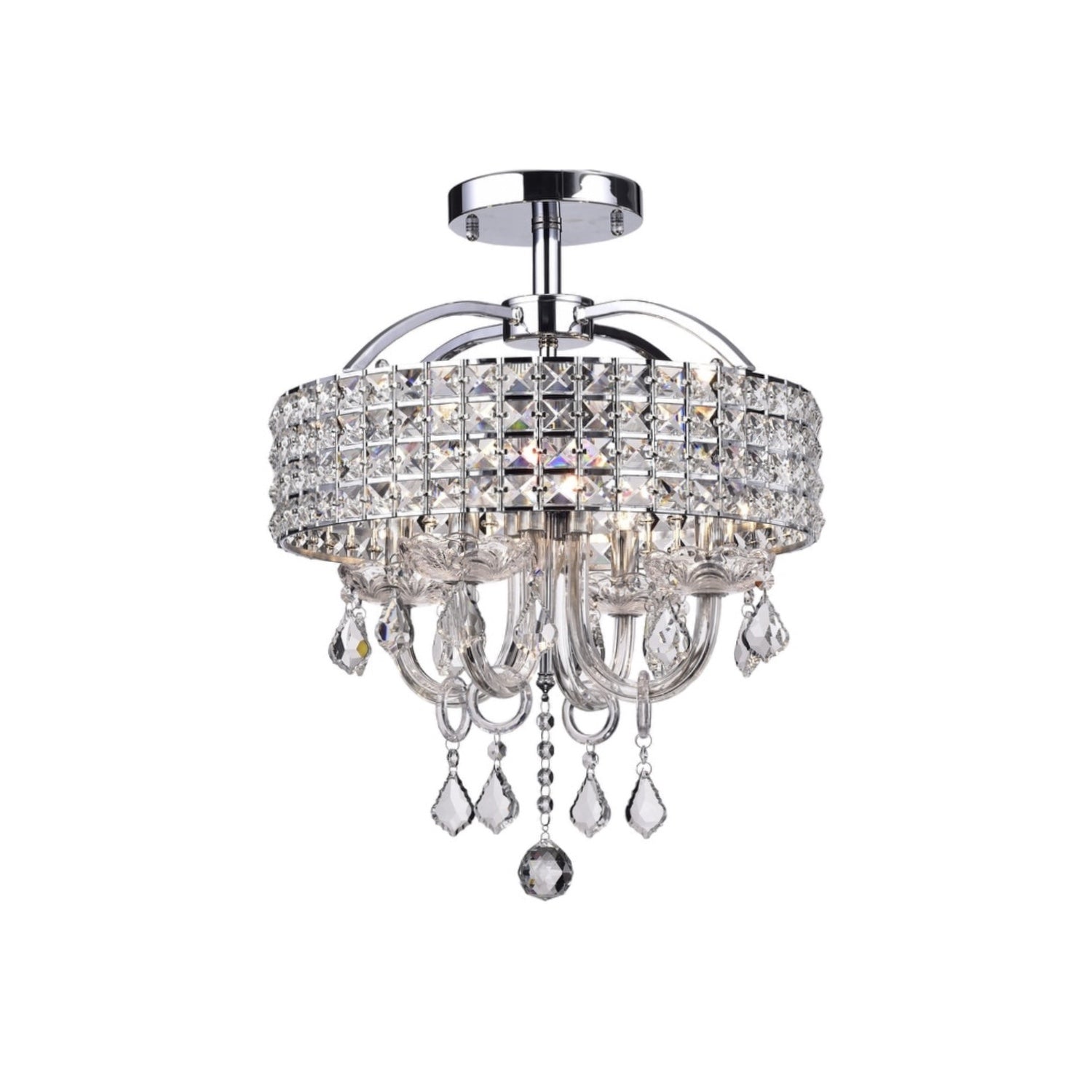 4-Light Chrome Semi-flush-mount Fixture