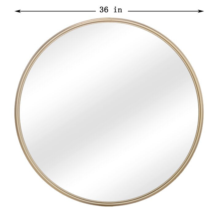 MacLuu 30 Inch Gold Round Metal Wall Mirror