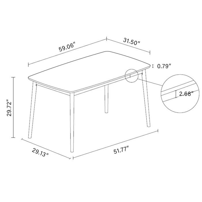 MacLuu 59 Inch Solid Wood Dining Table