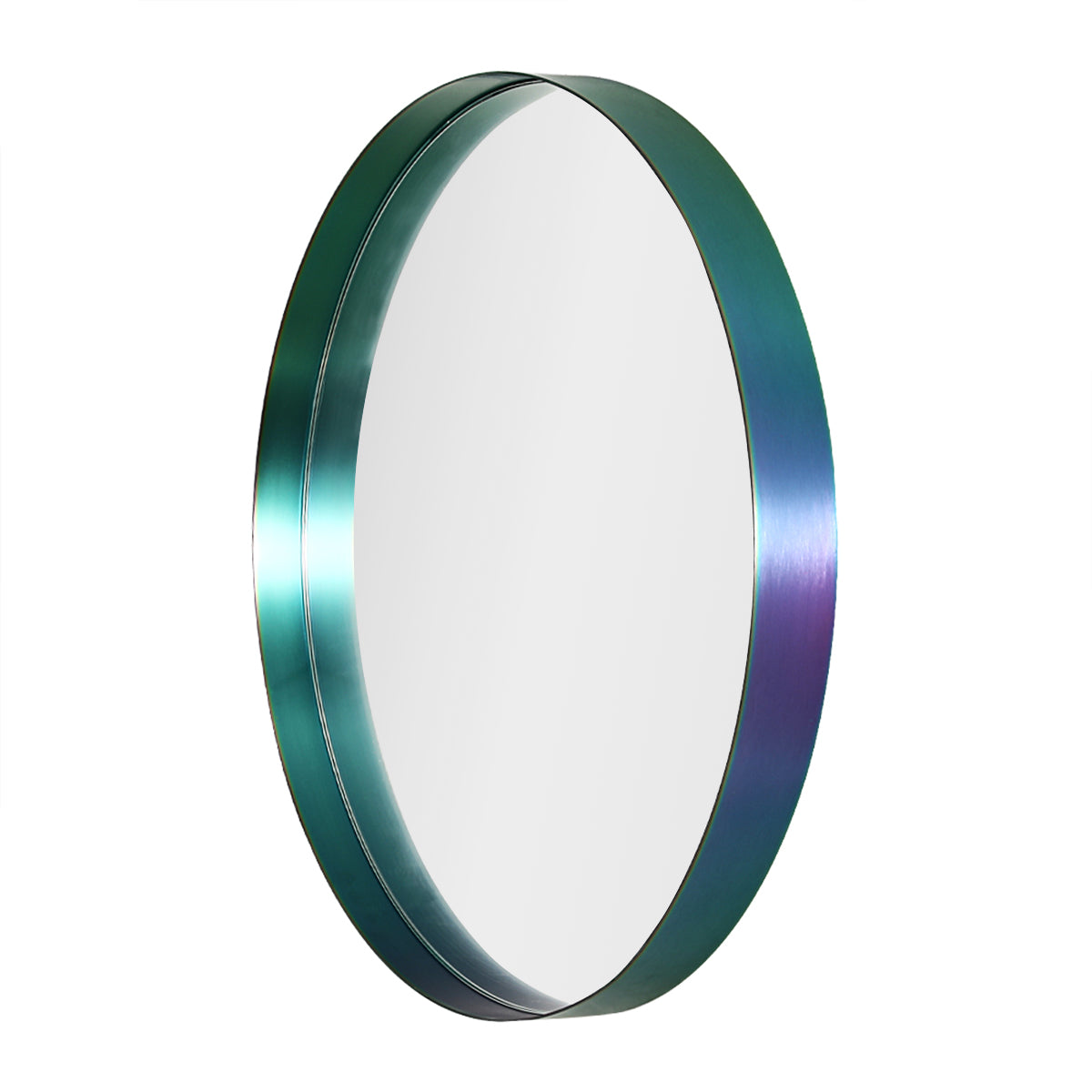 MacLuu Round Iridescent Stainless Steel Frame Wall Mirror