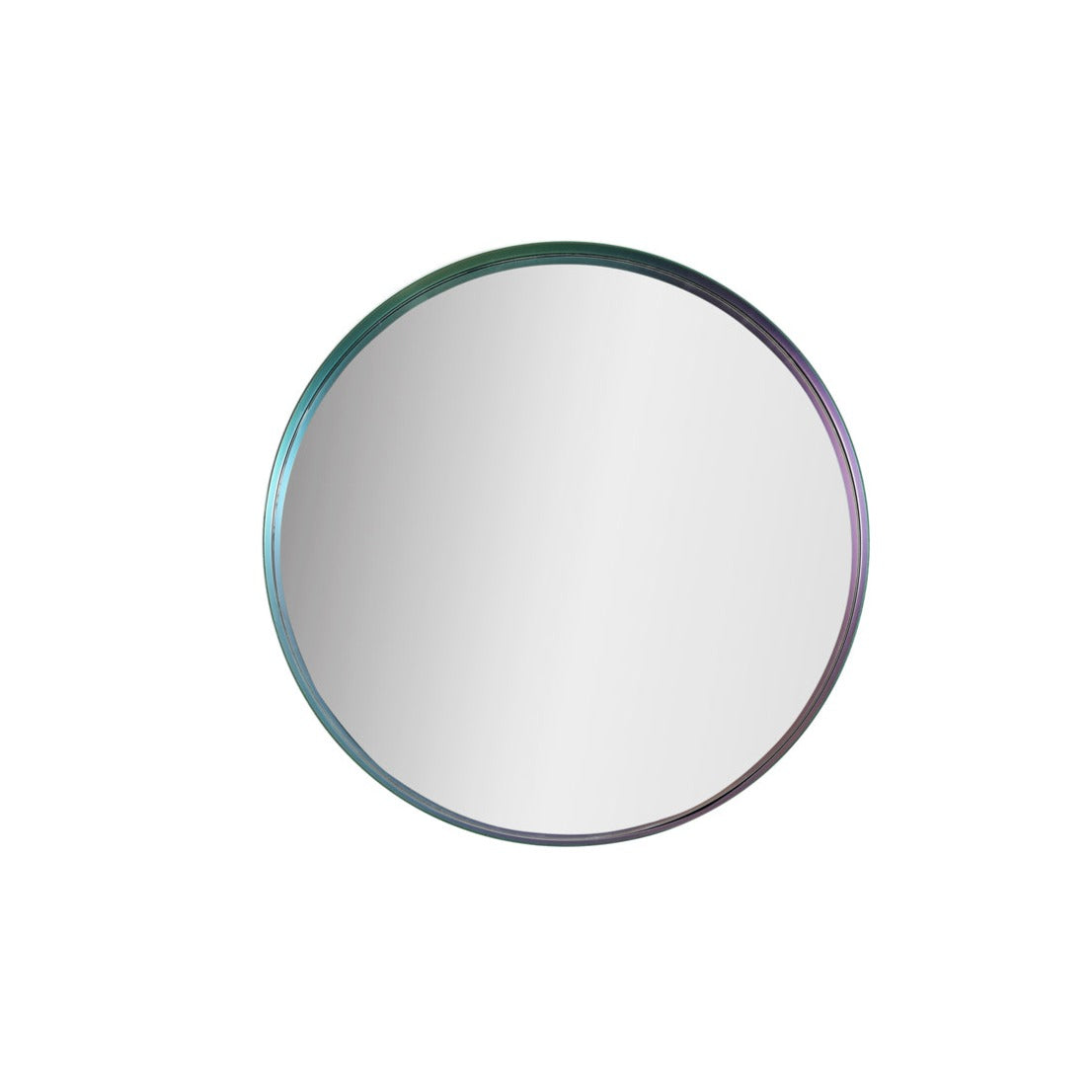 MacLuu Round Iridescent Stainless Steel Frame Wall Mirror