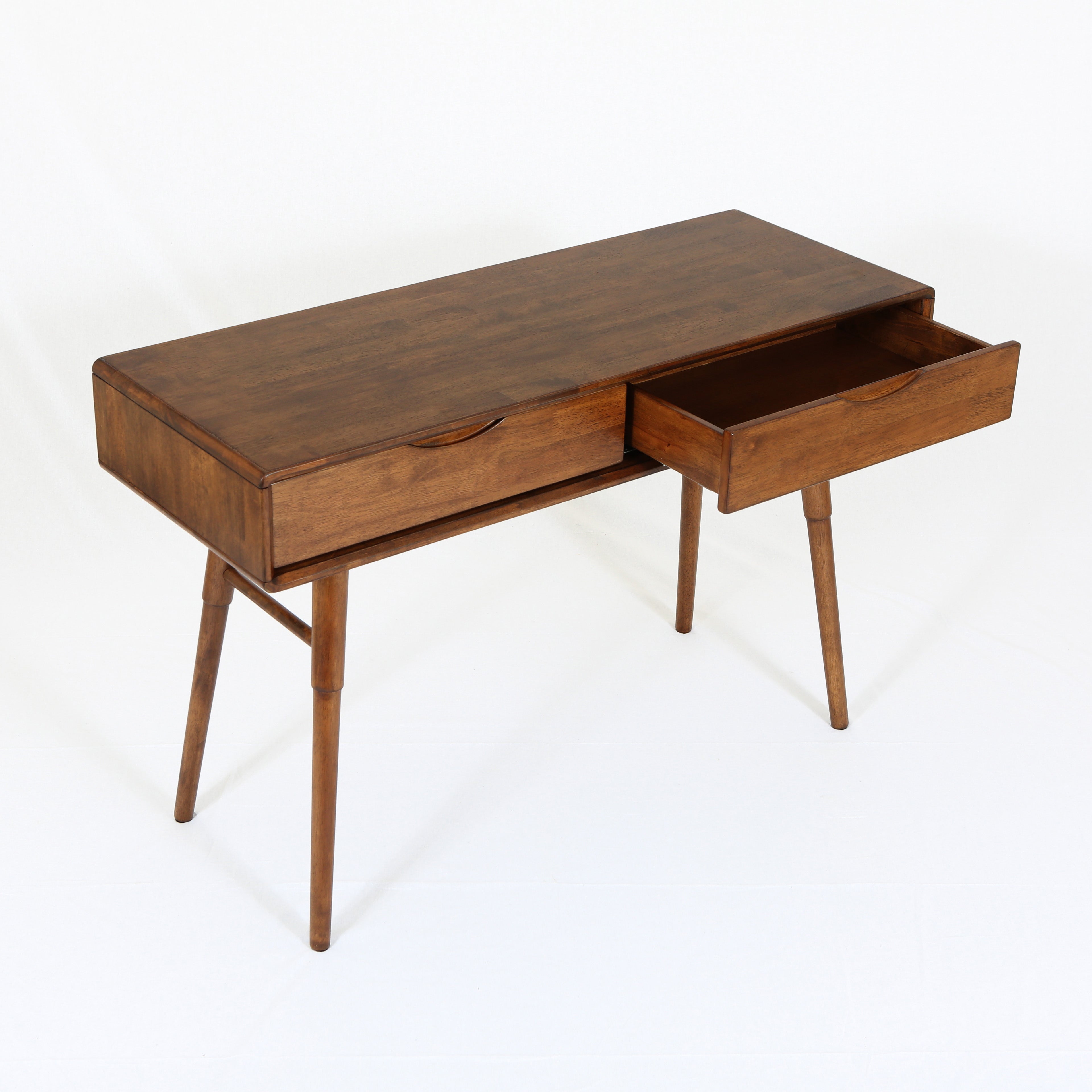 MacLuu Mid Century Modern Solid Wood Writing Desk with Drawers