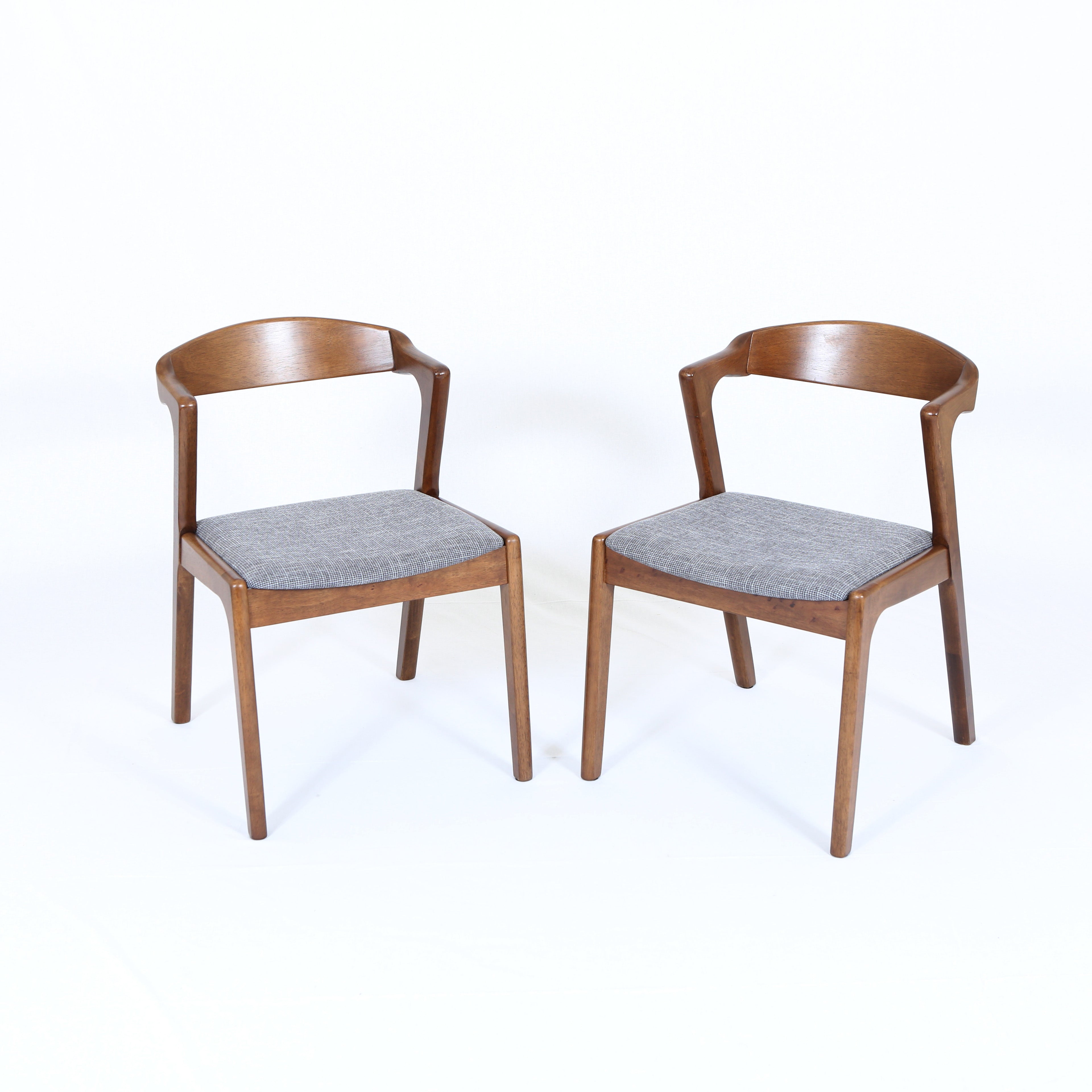 MacLuu 2PCS Scandinavian Solid Wood Linen Side Chair