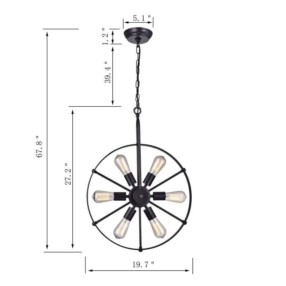 6-Light Geometric Sputnik Sphere Chandelier