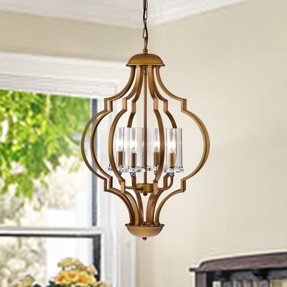 4-Light Lantern Geometric Pendant