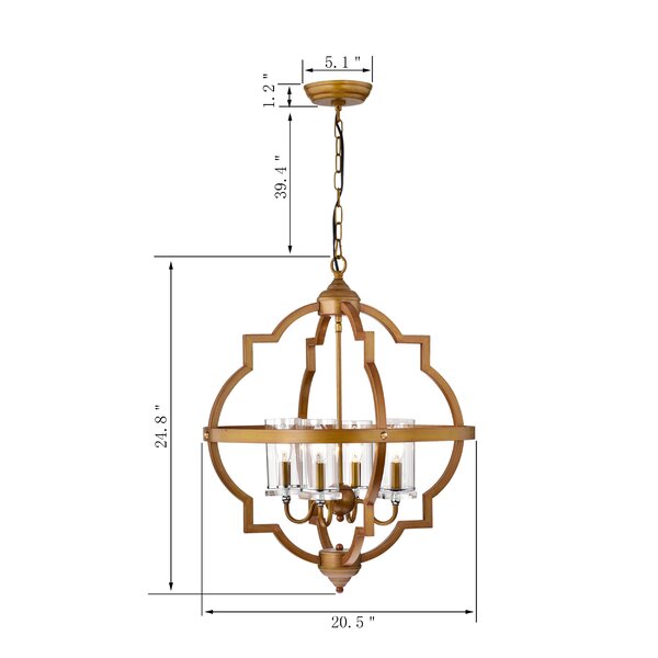 4-Light Globe Geometric Chandelier