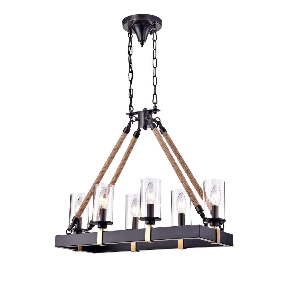 6-Light Candle Style Coffee Black Chandelier