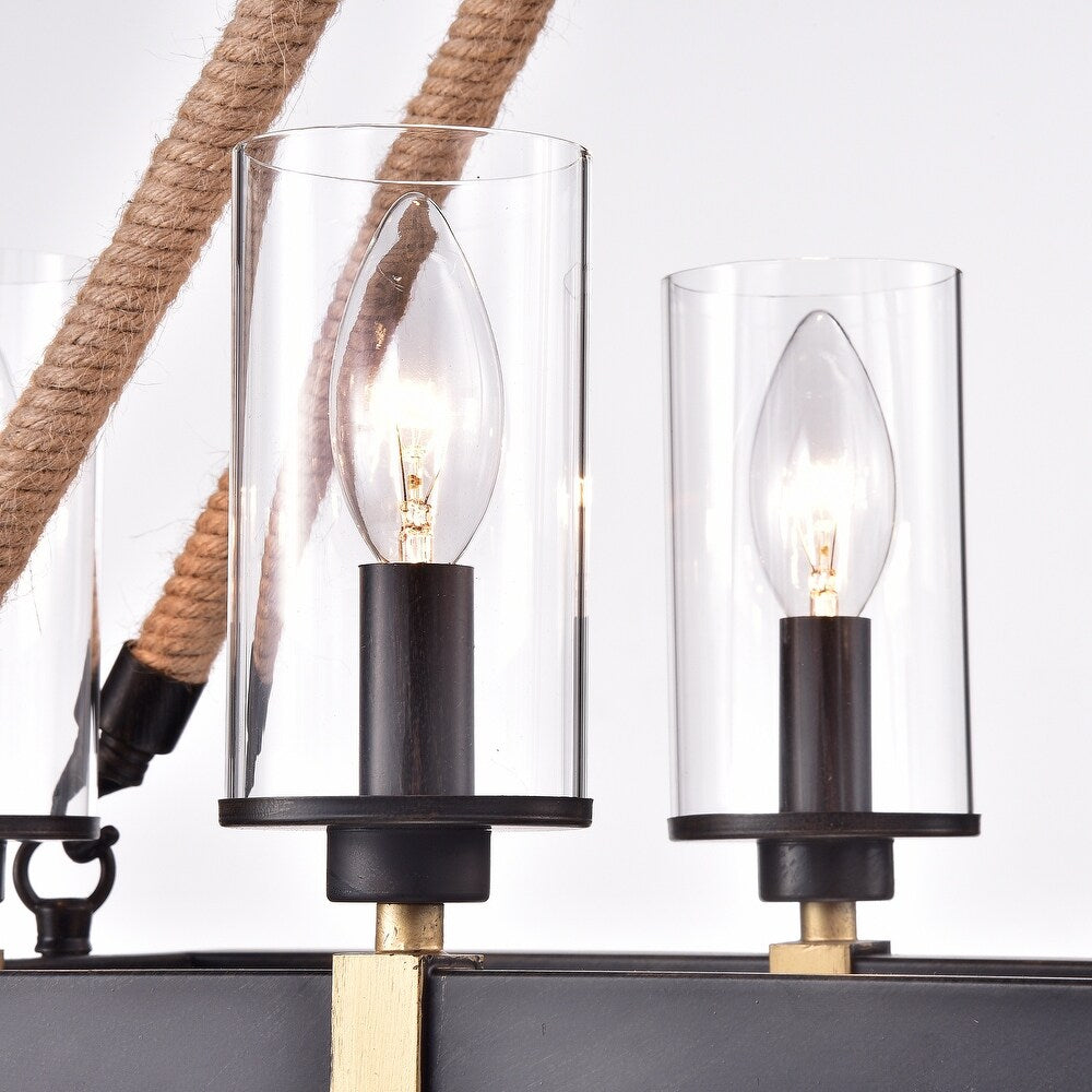 6-Light Candle Style Coffee Black Chandelier