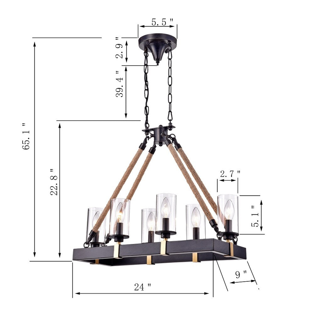 6-Light Candle Style Coffee Black Chandelier