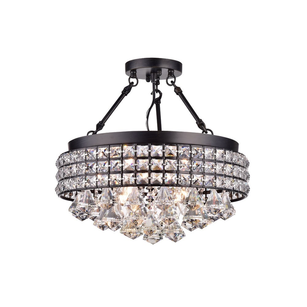 4-Light Chandelier Style Drum Glass Semi Flush Mount