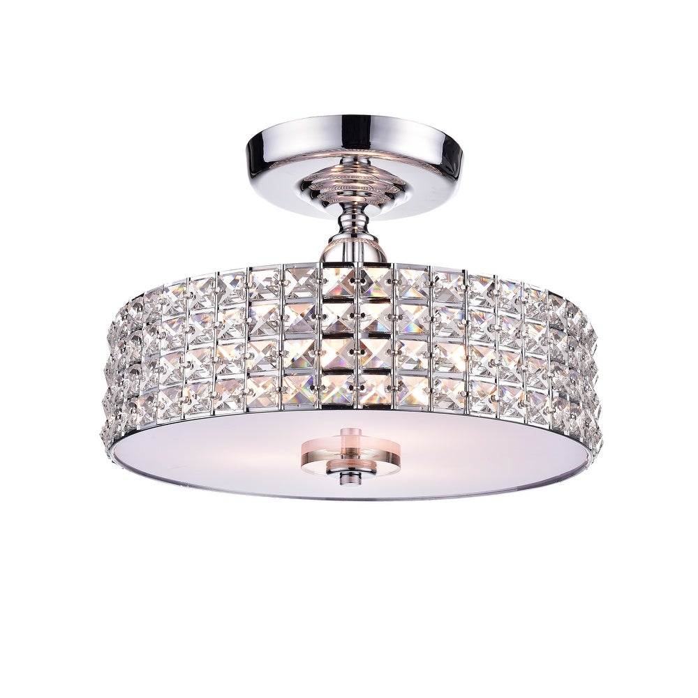 3-Light Shaded Drum Semi Flush Mount