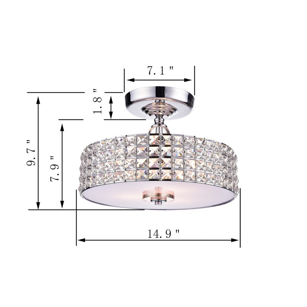 3-Light Shaded Drum Semi Flush Mount