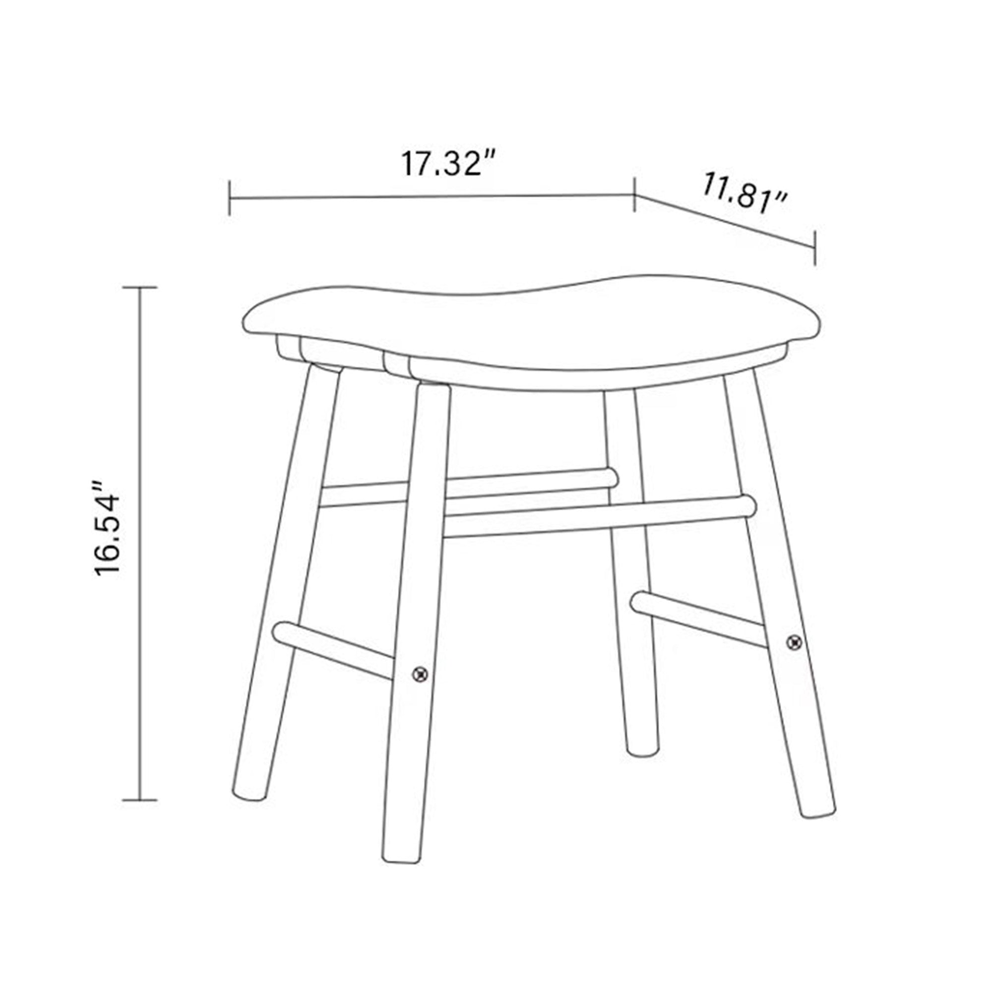 MacLuu Mid Century Modern Solid Wood Dressing Stool