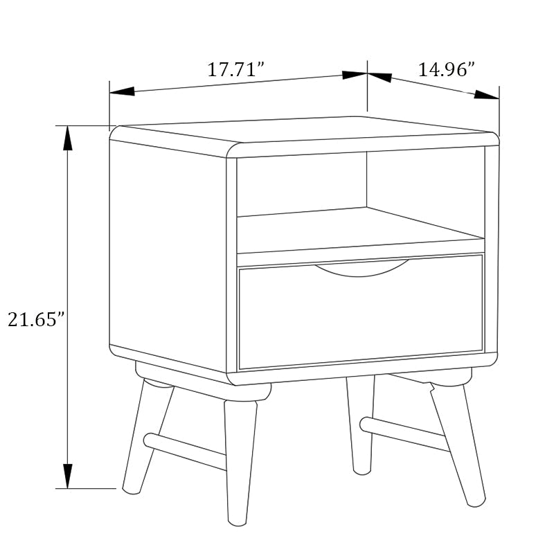 MacLuu Scandinavian Solid Wood 1-Drawer Night Stand