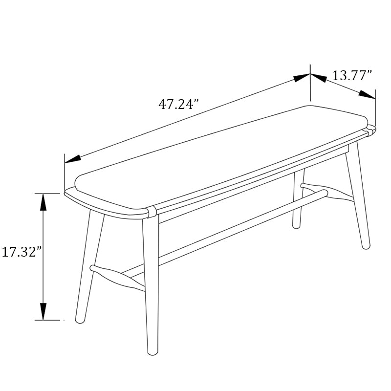 MacLuu Mid Century Modern Solid Wood Bench