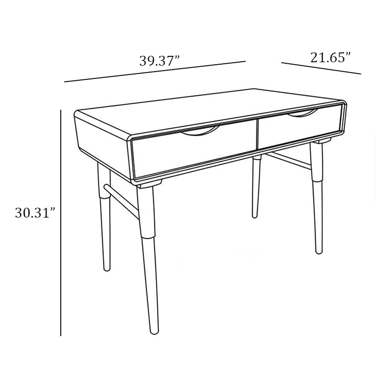 MacLuu Mid Century Modern Solid Wood Writing Desk with Drawers