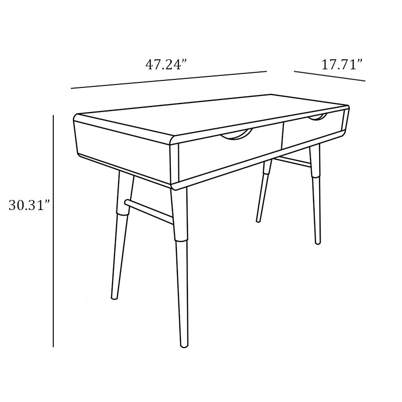 MacLuu Mid Century Modern Solid Wood Writing Desk with Drawers