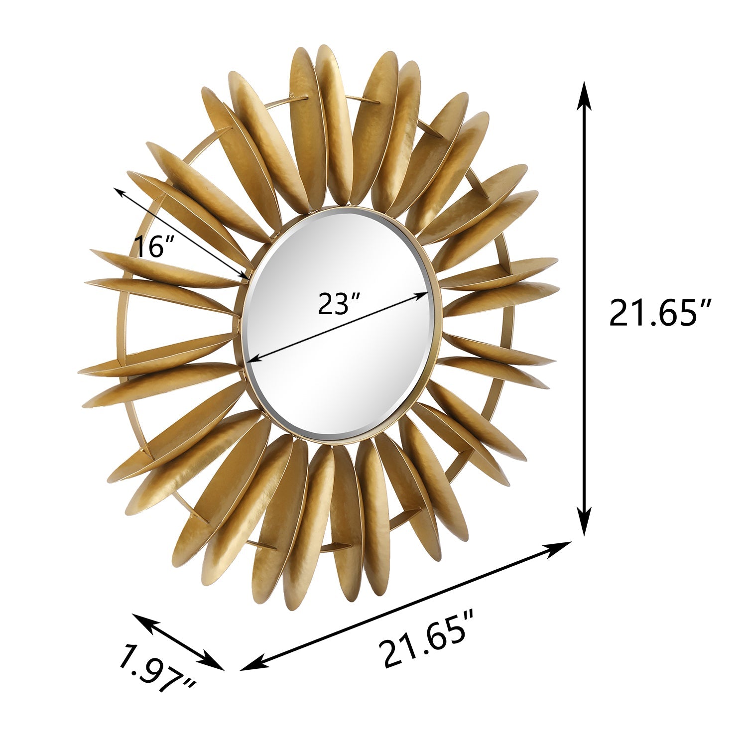 MacLuu Sunburst Aesthetic Sunflower Metal Wall Mirror