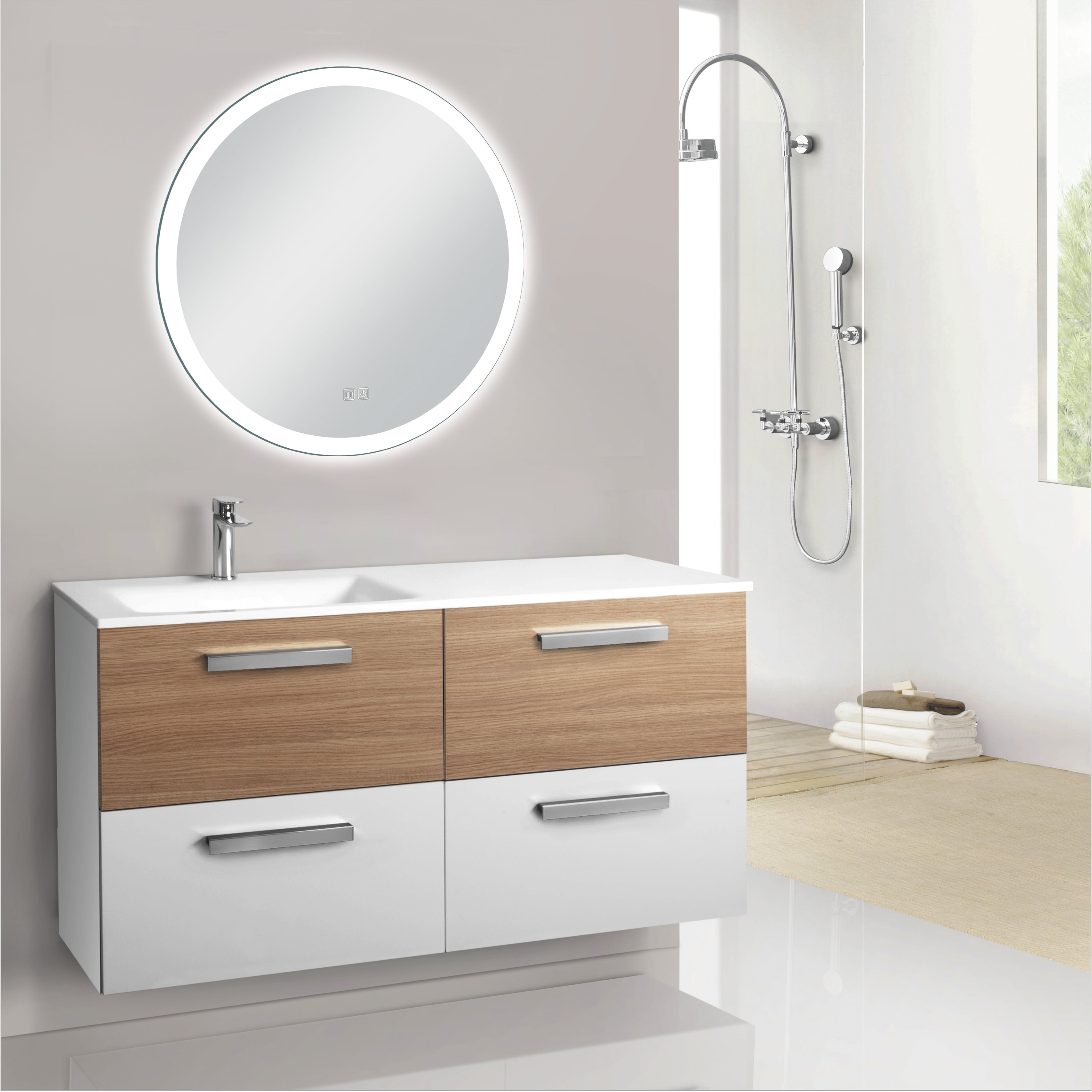 MacLuu 24 Inch Touch Control Wall Round LED Mirror