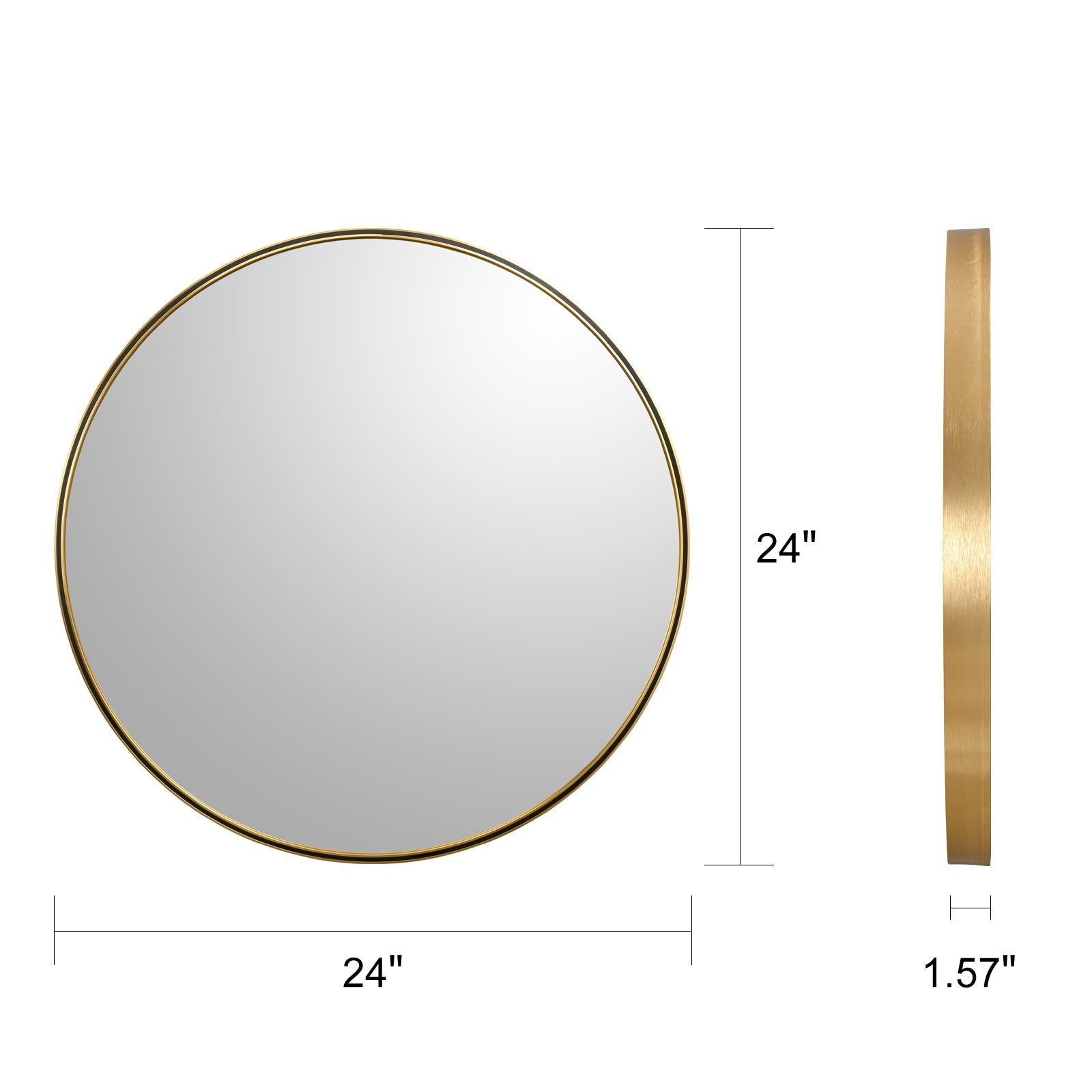 MacLuu 24 Inch Gold Round Metal Wall Mirror