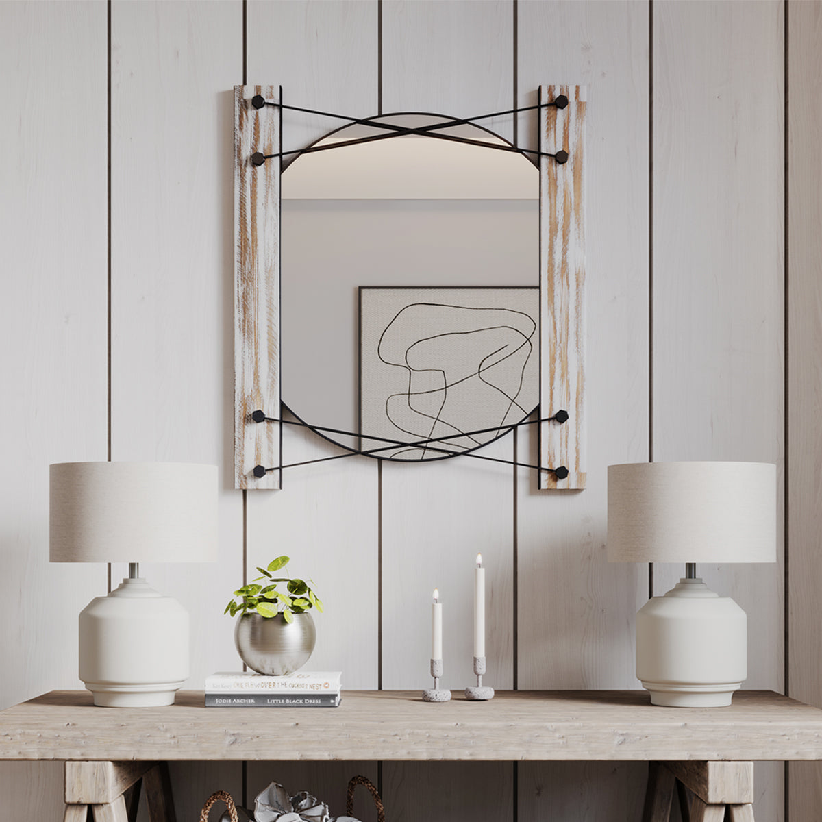 MacLuu Rustic Wood Wall Mirror