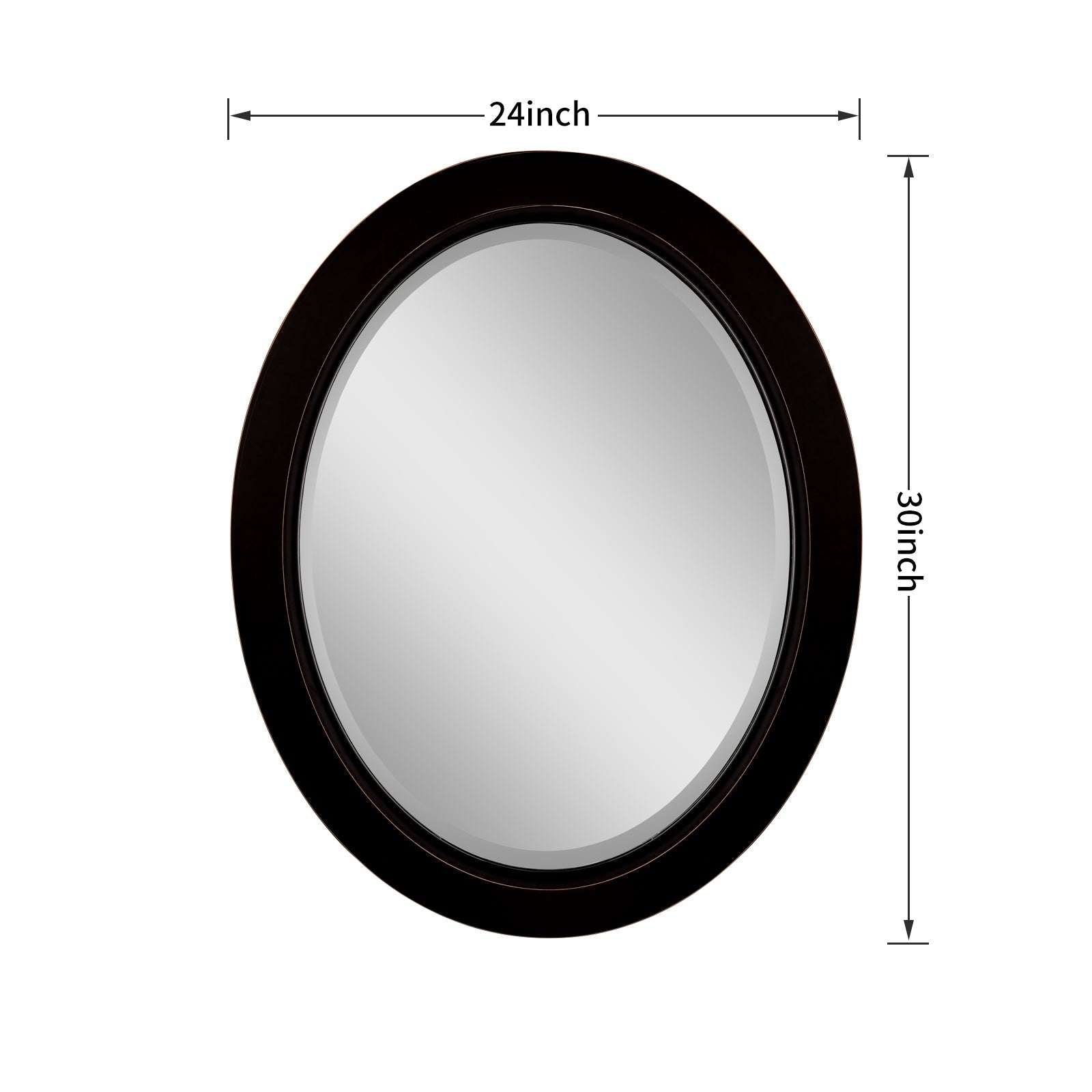 MacLuu Oval Oil Rubbed Bronze Black Wall Mirror