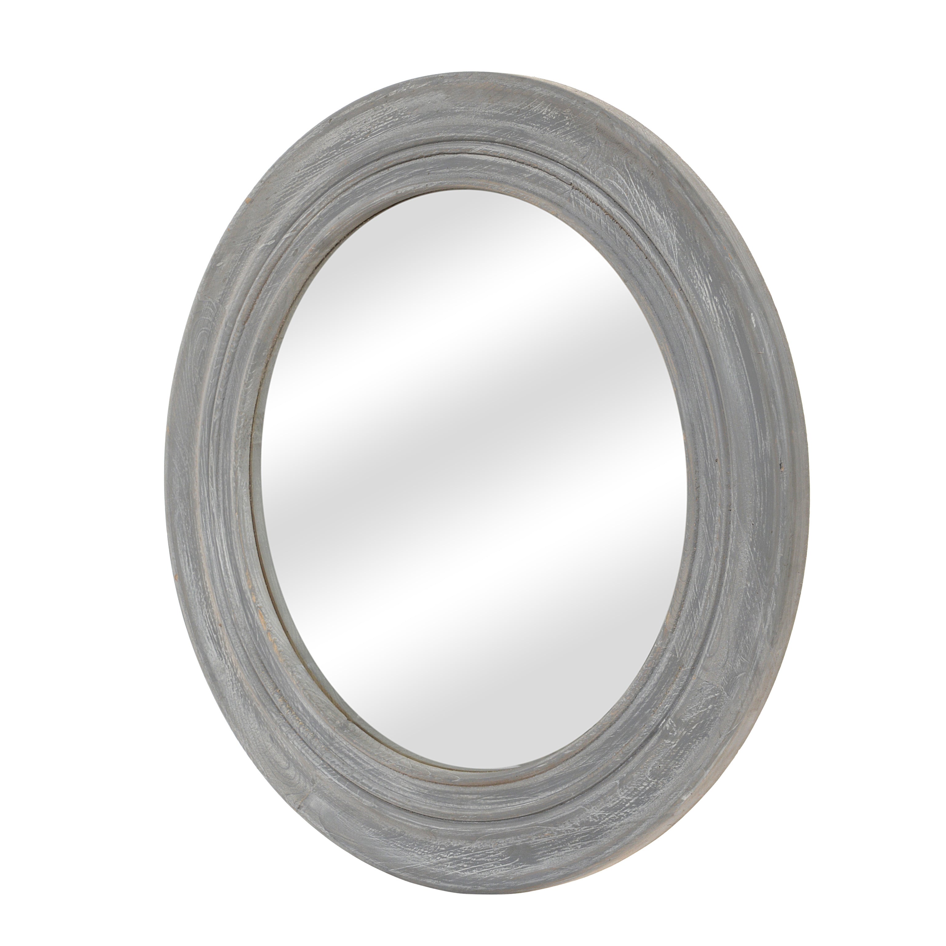 MacLuu Coat Paint Distressing Round Wood Wall Mirror