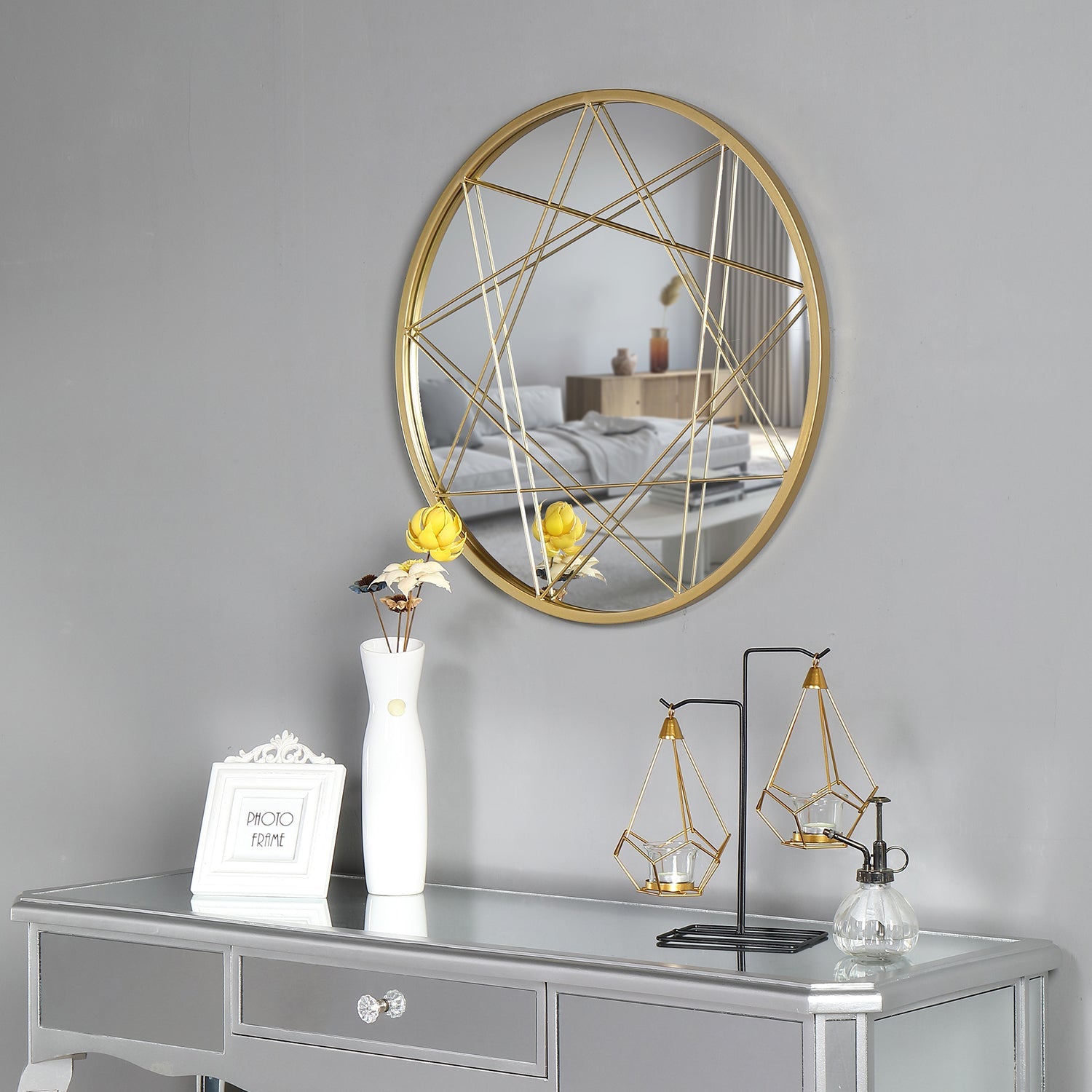 Gold Round Metal Wall Mirror