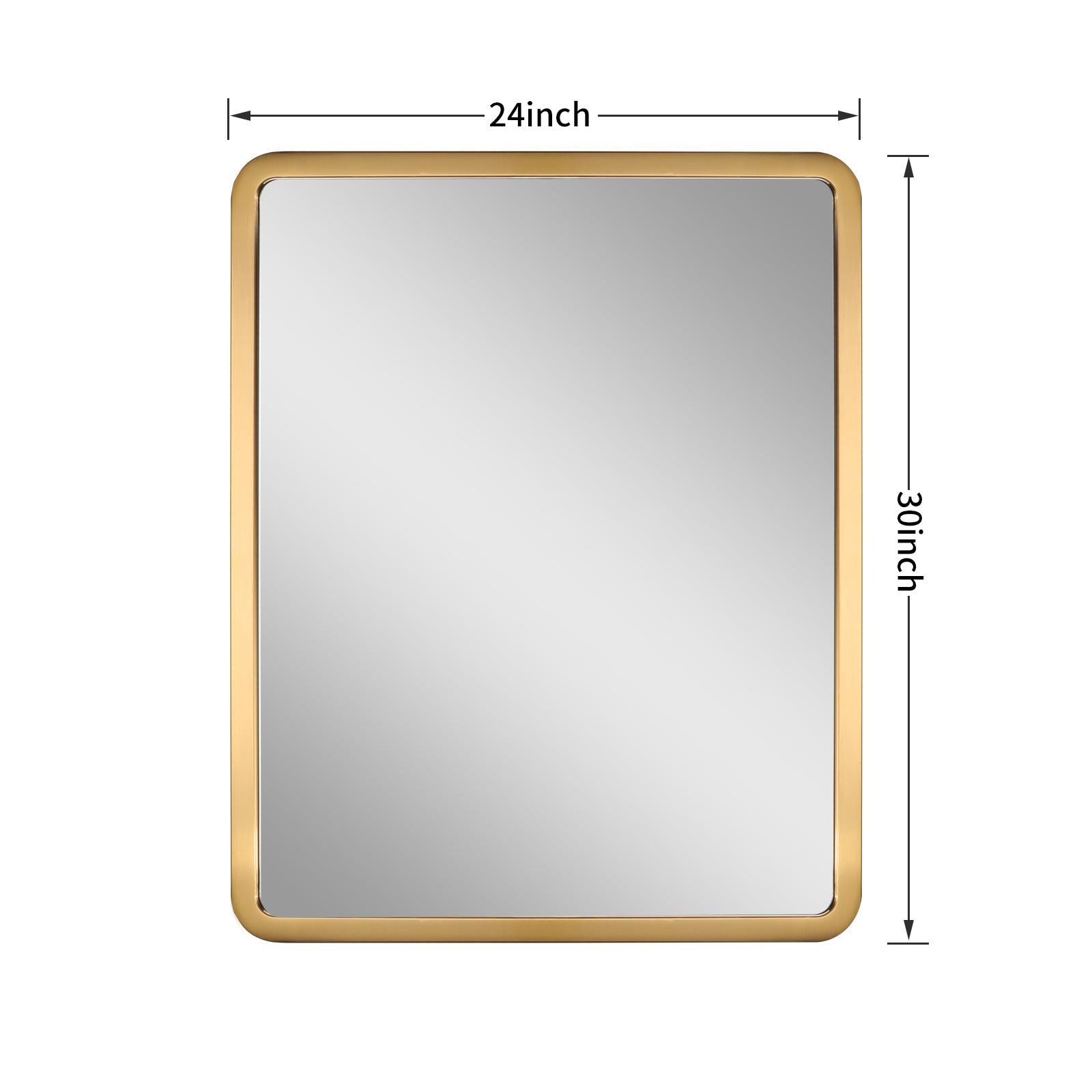 MacLuu 30 Inch Gold Rectangle Curved Edge Metal Mirror