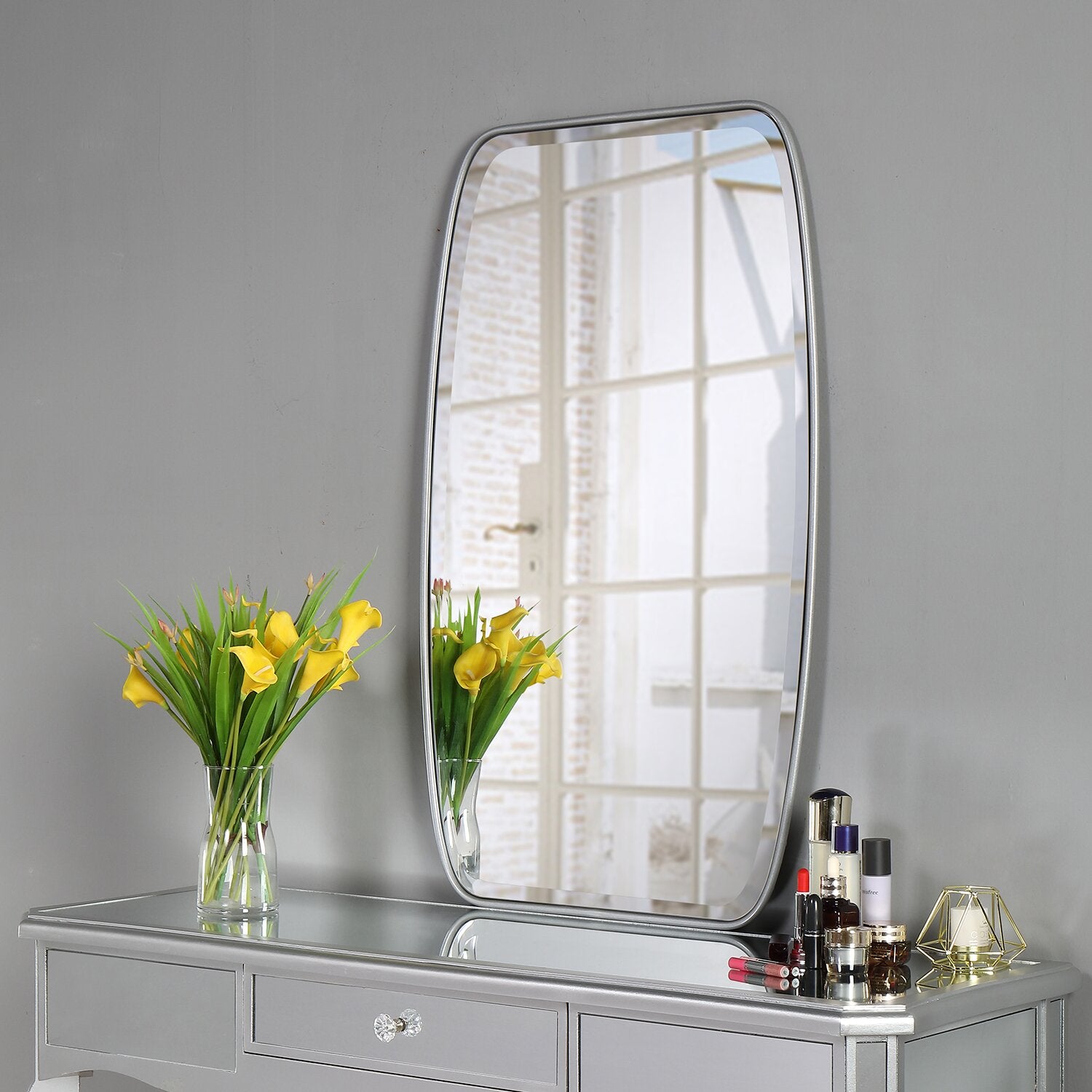 MacLuu 36 Inch Oval Angled Beveled Wall Mirror