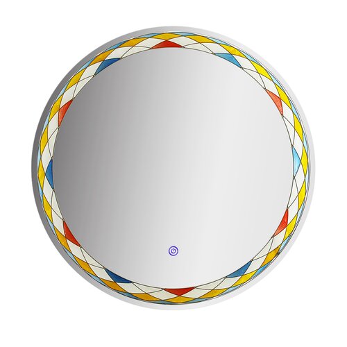 MacLuu Round Glass Wall LED Glazed Faience Mirror