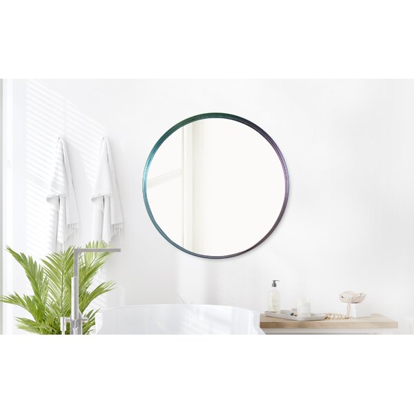 MacLuu Round Iridescent Stainless Steel Frame Wall Mirror