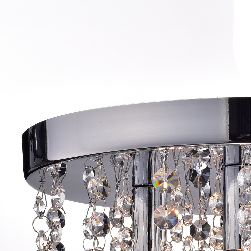 Chrome Iron and Crystals 4-Light Flush Mount Fixture