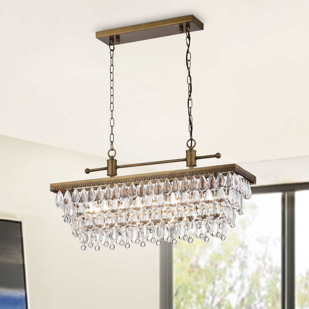 4-Light Tiered Chandelier with Crystal Accents