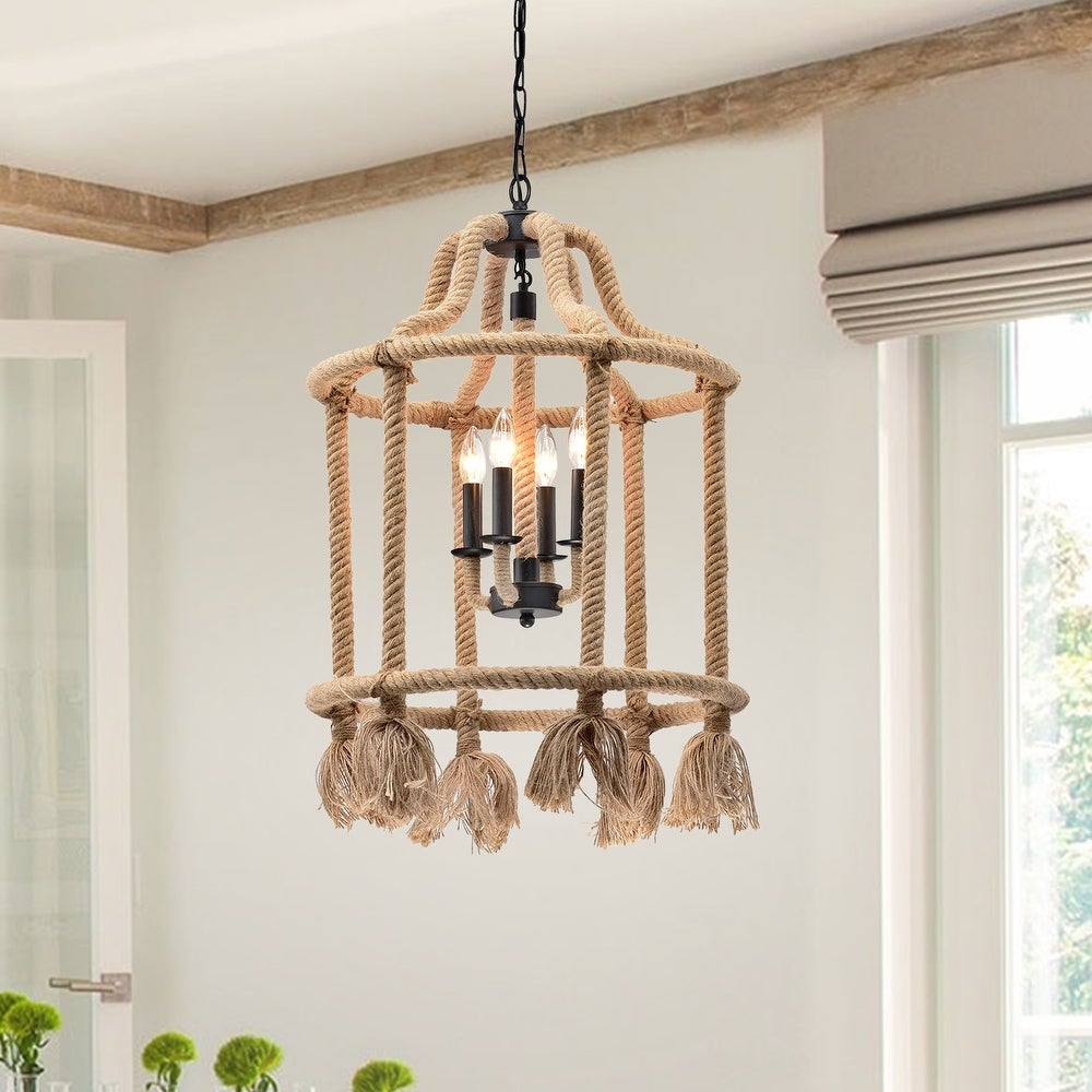 4-Light Lantern Cylinder Chandelier