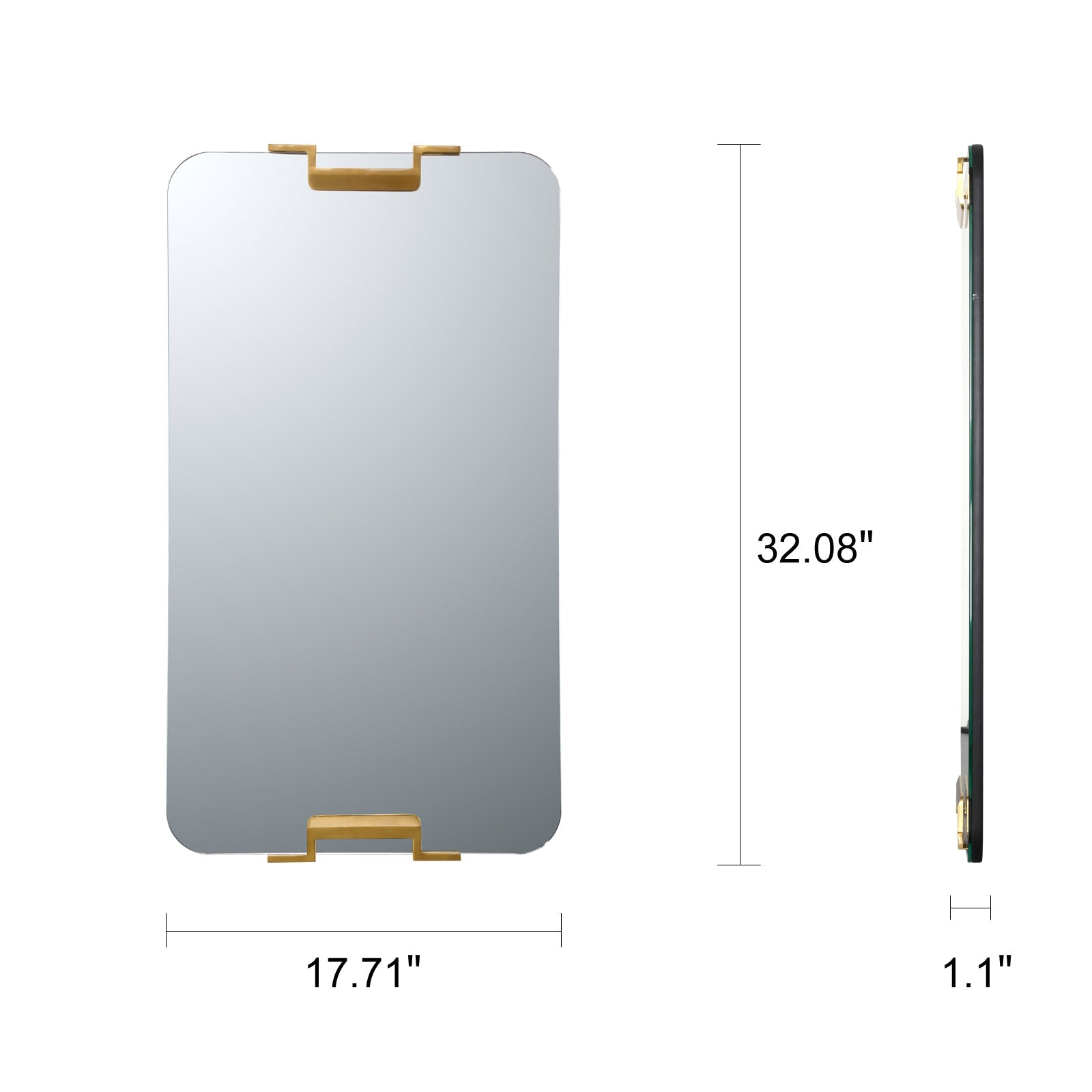 MacLuu Frameless Rectangular Gold Metal Wall Mirror