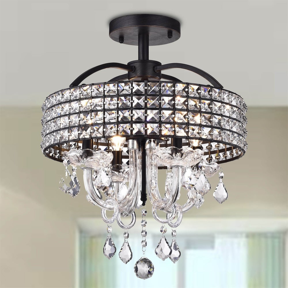 4-Light Black Semi-flush-mount Fixture